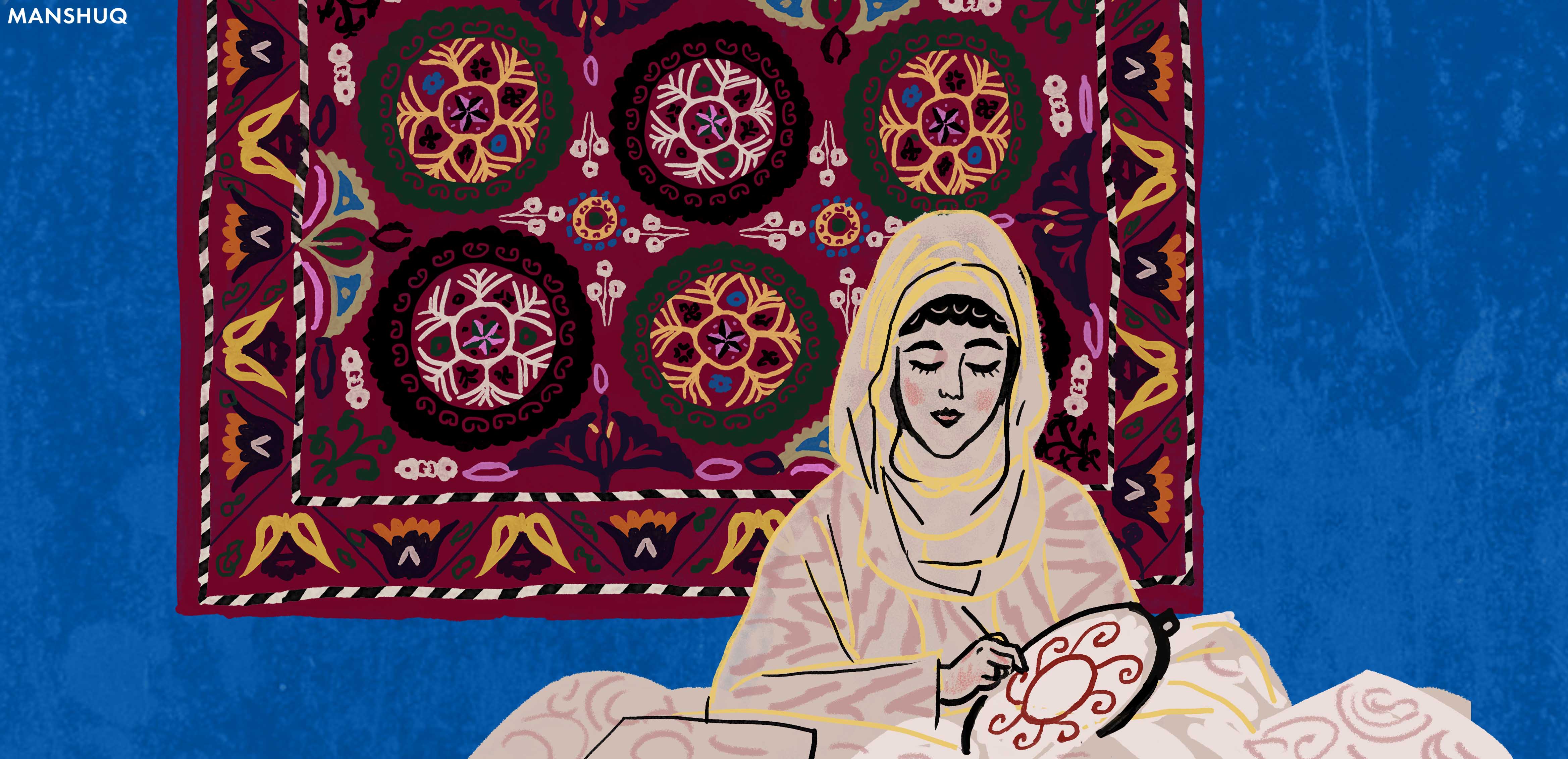 embroidery, craftsmanship, craft, suzani, Uzbekistan